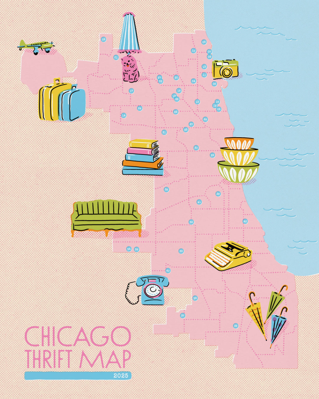 Chicago Thrift Map Print 16x20